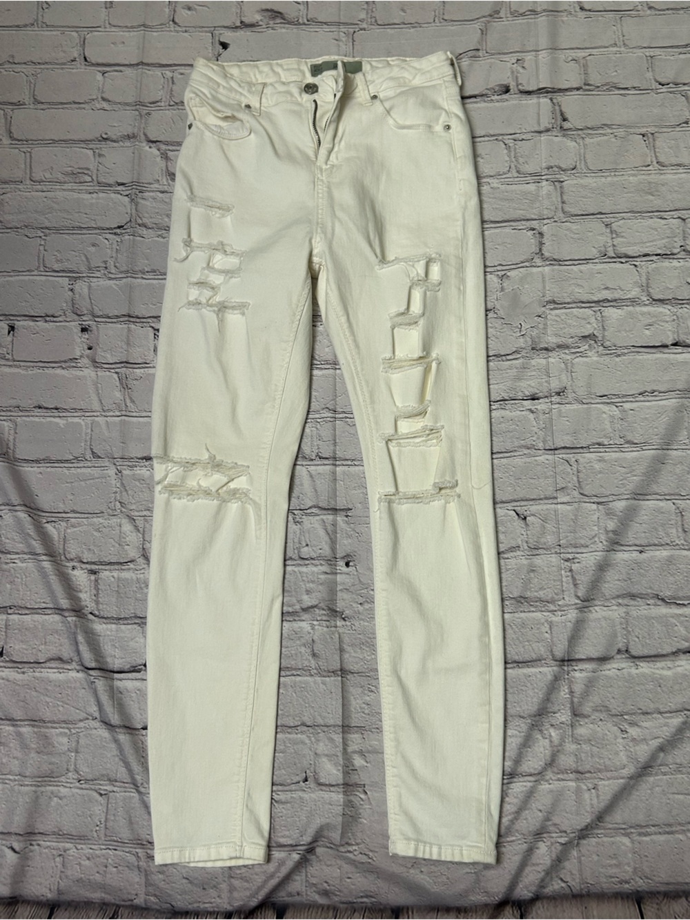 Topshop White Distressed Skinny Jeans